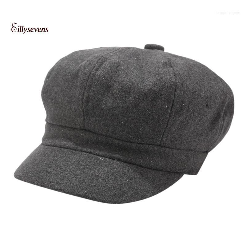 

Berets Vintage Hats For Women Winter Solid Hat Beret Cap Korean Painter Sboy Boinas Para Mujer1, Black