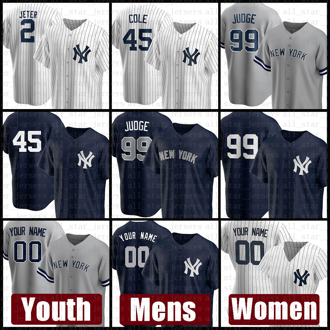 

New Mens York Women Yankees Youth Baseball Jersey 99 Aaron Judge Custom 45 Gerrit Cole 2 Derek Jeter 26 DJ LeMahieu 24 Gary Sanchez, Blue;black