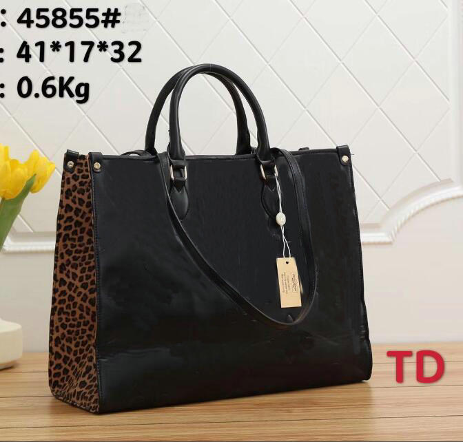 

Designer Onthego Crossbody Bag Vintage Handbag Plain Letter Cowhide Double Handle Delicate Tote Bags Women Handbags Totes 45855# 41cm, Black