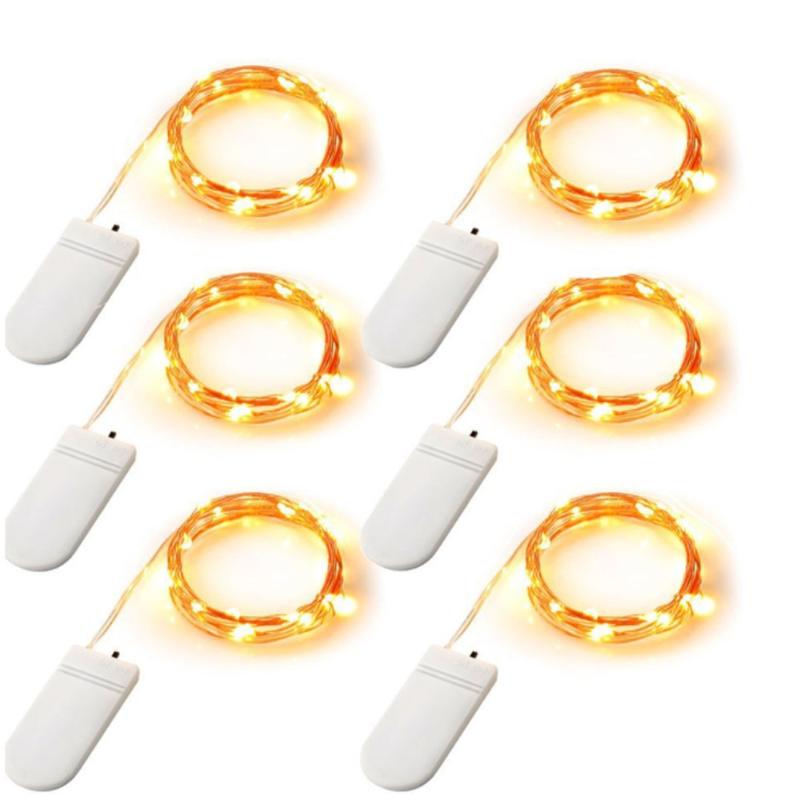 

10 pcs/lot Copper Led Fairy Lights 5M 50 Leds CR2032 Button Battery Operated LED String Light Xmas Wedding party Decoration