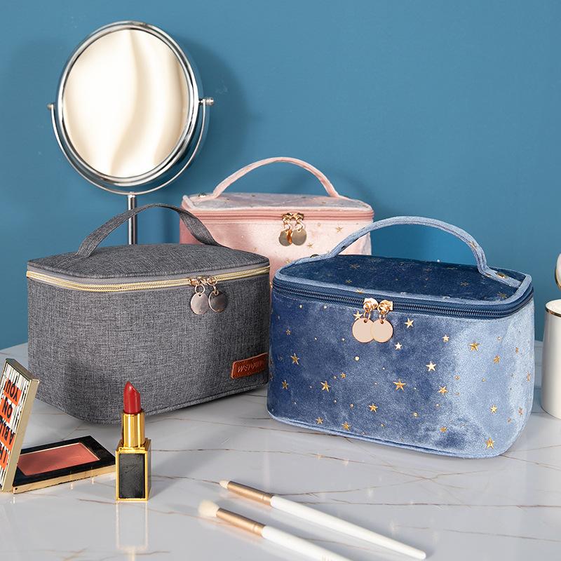 

Storage Boxes & Bins Star Print Cosmetic Bag Women Zipper Fashion Velvet Makeup Female Travel Make Up Beauty Case Toiletry Wash Organizer