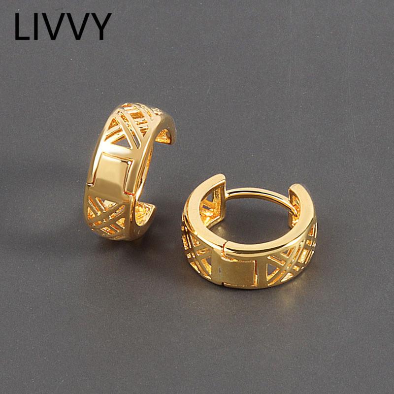 

Hoop & Huggie LIVVY Fashion Silver Color Hollow Mesh Earring Female Minimalist Trendy Temperament Handmade Party Jewelry Gift