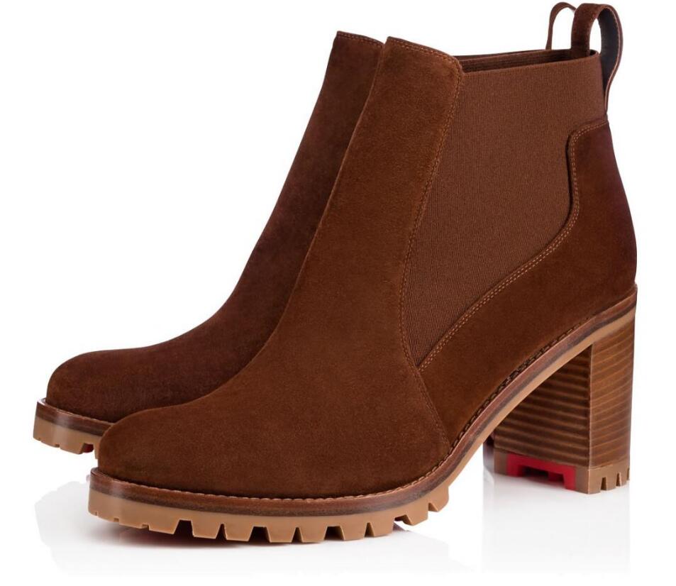 

Perfect Winter Brands Women Red Bottom Ankle Boots Women's Booties Lug Sole Marchacroche Elegant Ladies High Heels Walking Dress Wedding
