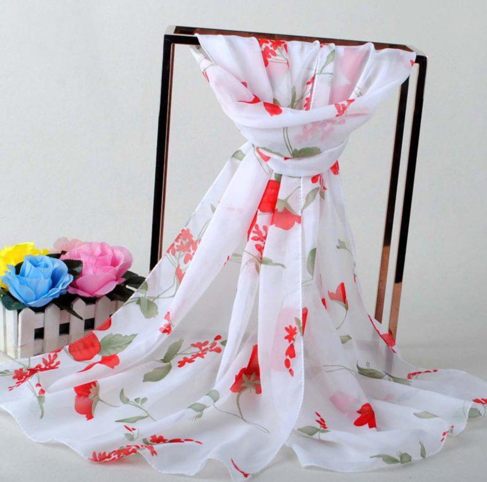 

Cool flower Korean Chiffon printed silk scarf for women's sun protection beach towel in spring and summer, Blue;gray