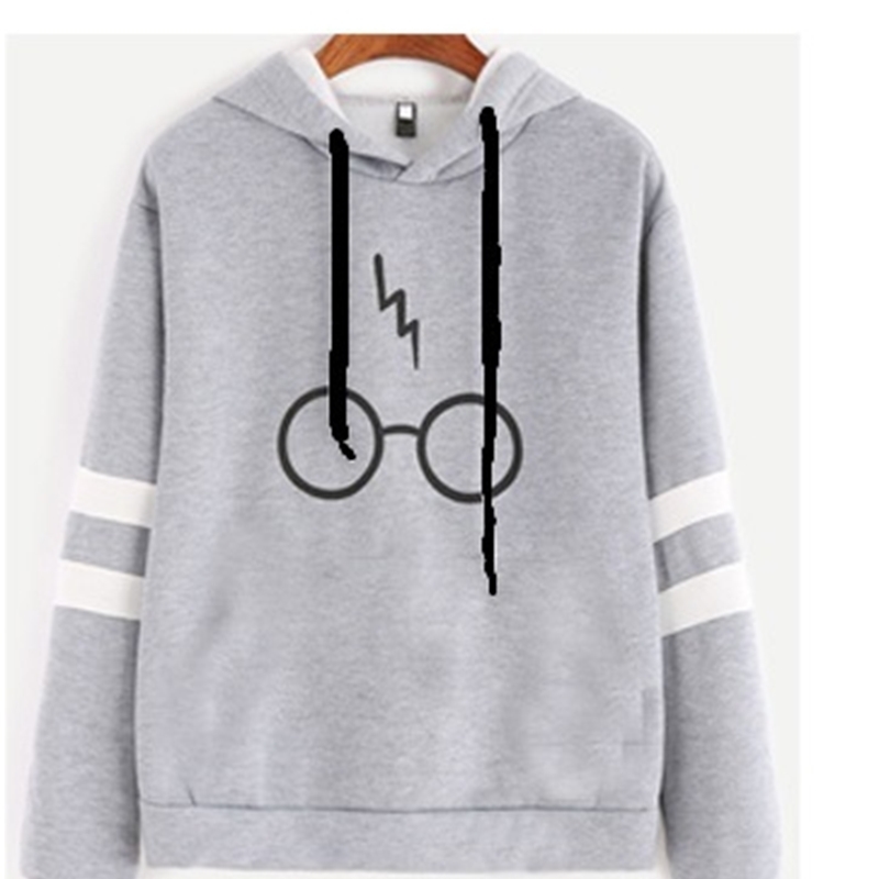 

women's loose fitting hoodie glasses print s-xxl, Black