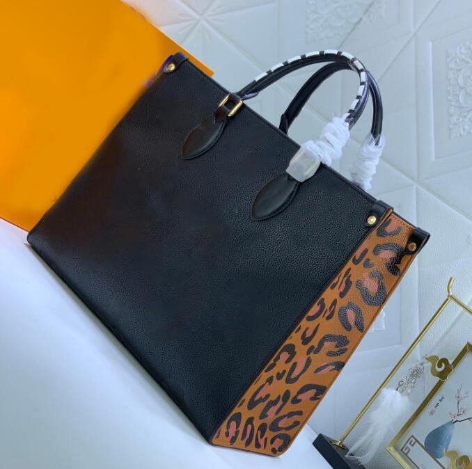 

Designer Women ONTHEGO Bags braided cowhide leather Wild at Heart leopard-print luxury Handbag Purse Tote Shoulder bag, Brown