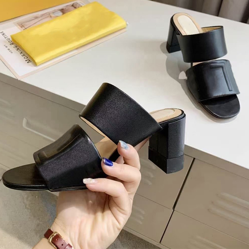 

Women designer double strap sandals high heels Slides Embossed lettering Mule shoes Ladies Summer Sexy sandals High Quality NO272, Color 1