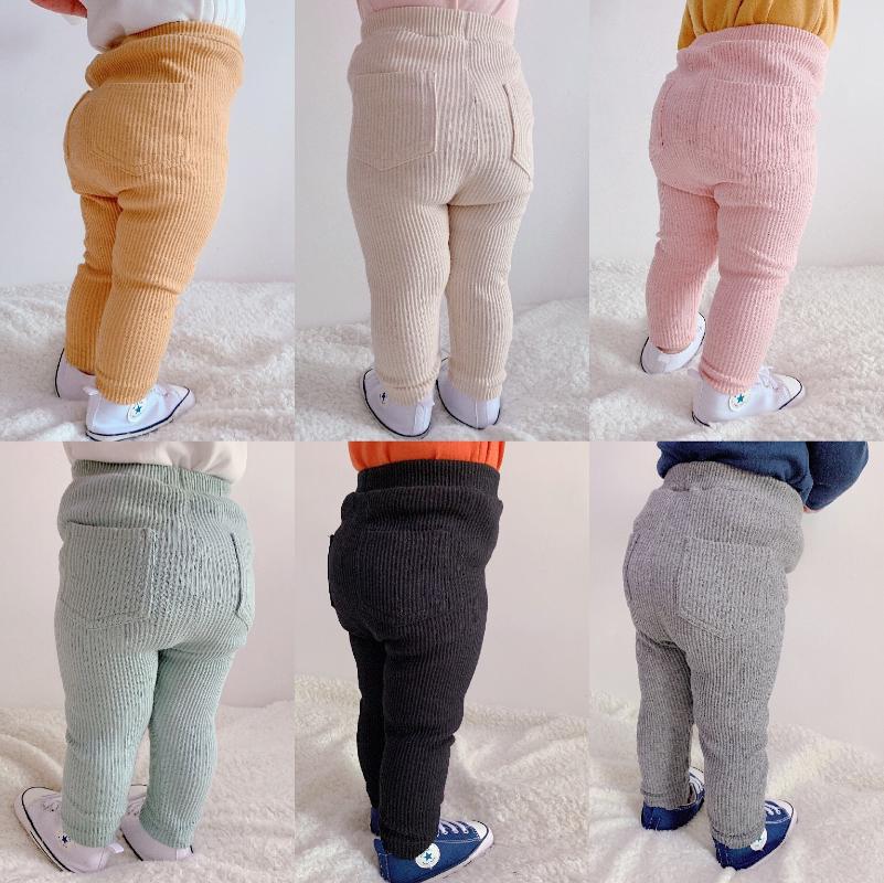 

Autumn Spring Clothes New Baby Girl Children's Clothing Ribbed Cotton Fitting Leggings Girls and Boys Solid Knitted Big PP Pants, Beige