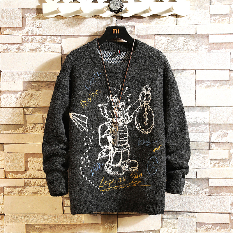 

2021 New Sweaters Men's Black White Long Sleeves Autumn Winter Pullover Knitted O-neck Plus Oversize 5xl 1aja, Jm20431 1
