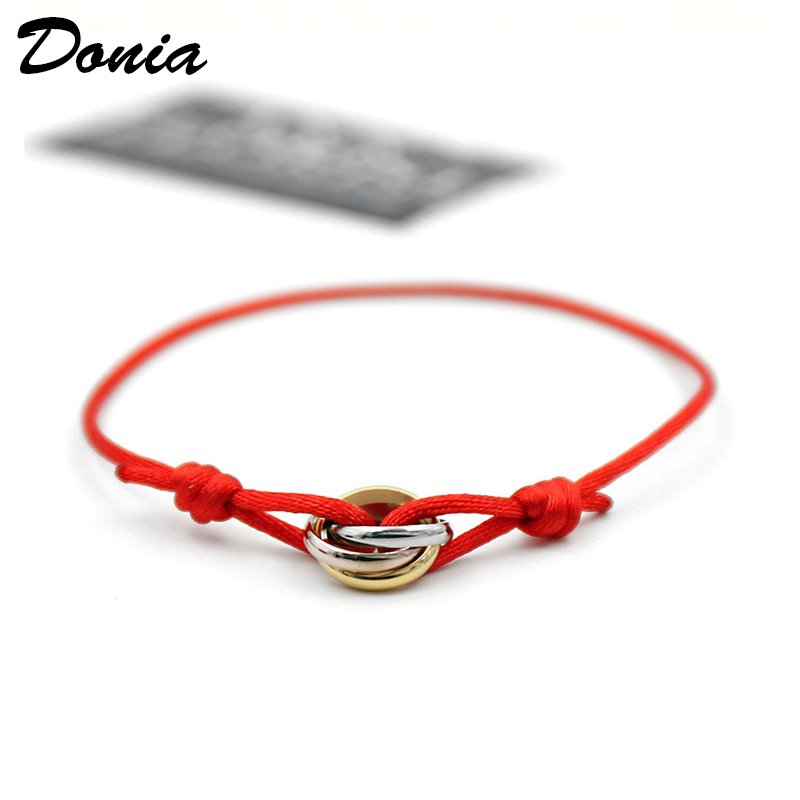 

Donia Jewelry Luxury bangle European and American Fashion Exaggerated Titanium Steel Three Small Circles Multicolor Rope Individual Geometric Pattern Party