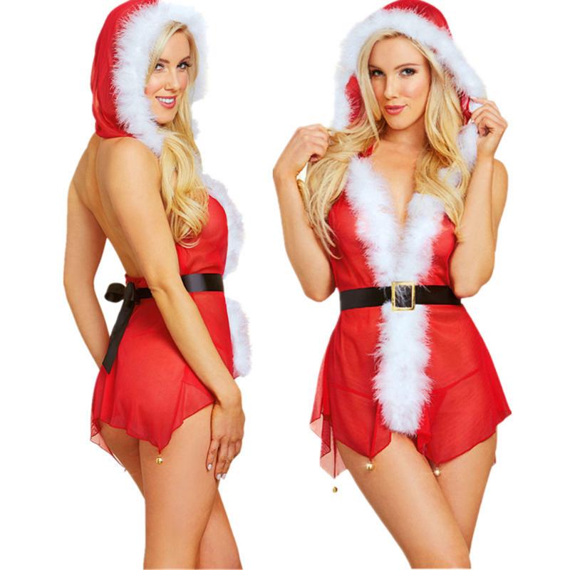

Bras Sets Women Sexy Red Christmas Chemise Lingerie Santa Costumes Cosplay Role Play Intimate Bodysuit X-mas Temptation Set