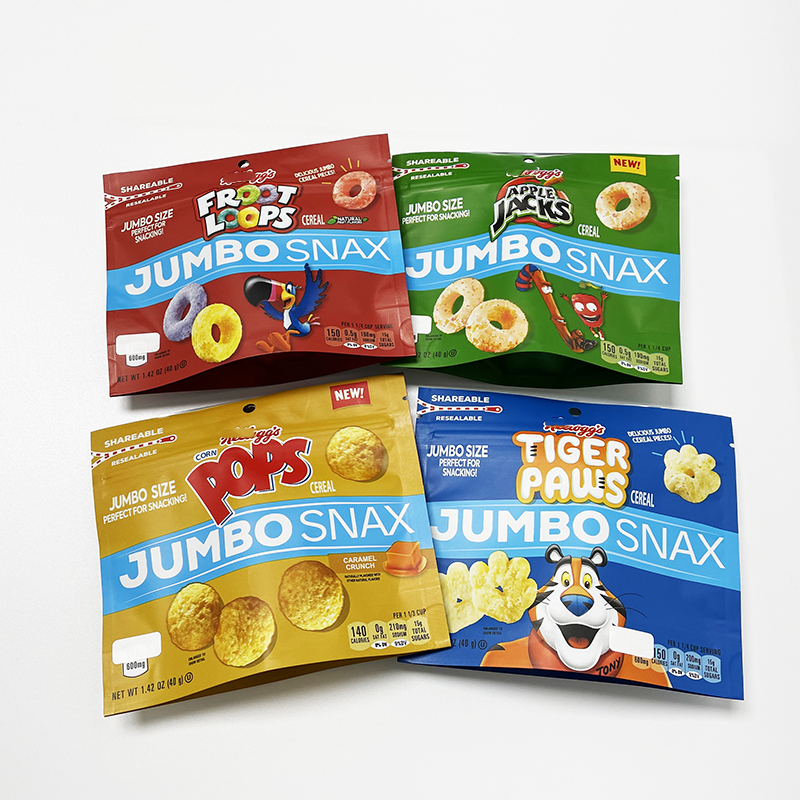 

Four Design Empty Infused Cereal plastic Packaging bag froot loops apple jacks JUMBO SNAX edibles snacking mylar bags