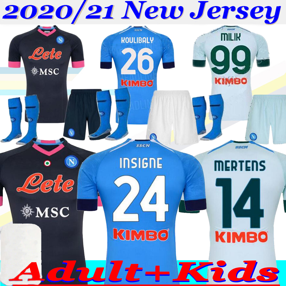 

2020/21 Napoli Men And Kids Home away third soccer jersey 20 21 camiseta de fÃºtbol INSIGNE MILIK MERTENS KOULIBALY Naples football shirt, Black;yellow