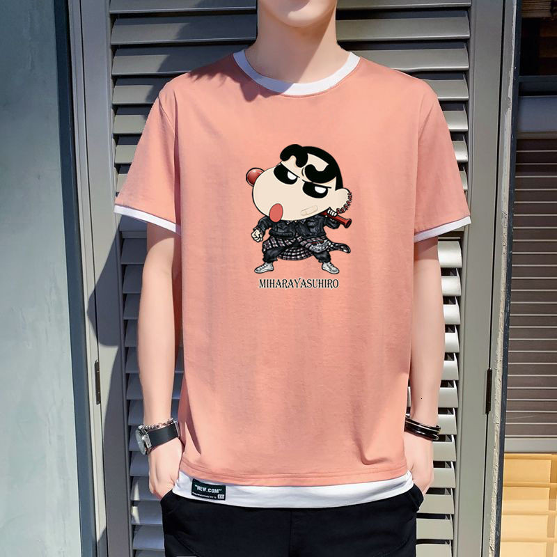 

2021 New Masculina Crayon Shin-chan 3d Primavera Topo De Manga Curta Slido Casual Japons Camiseta Street Boy V3jd