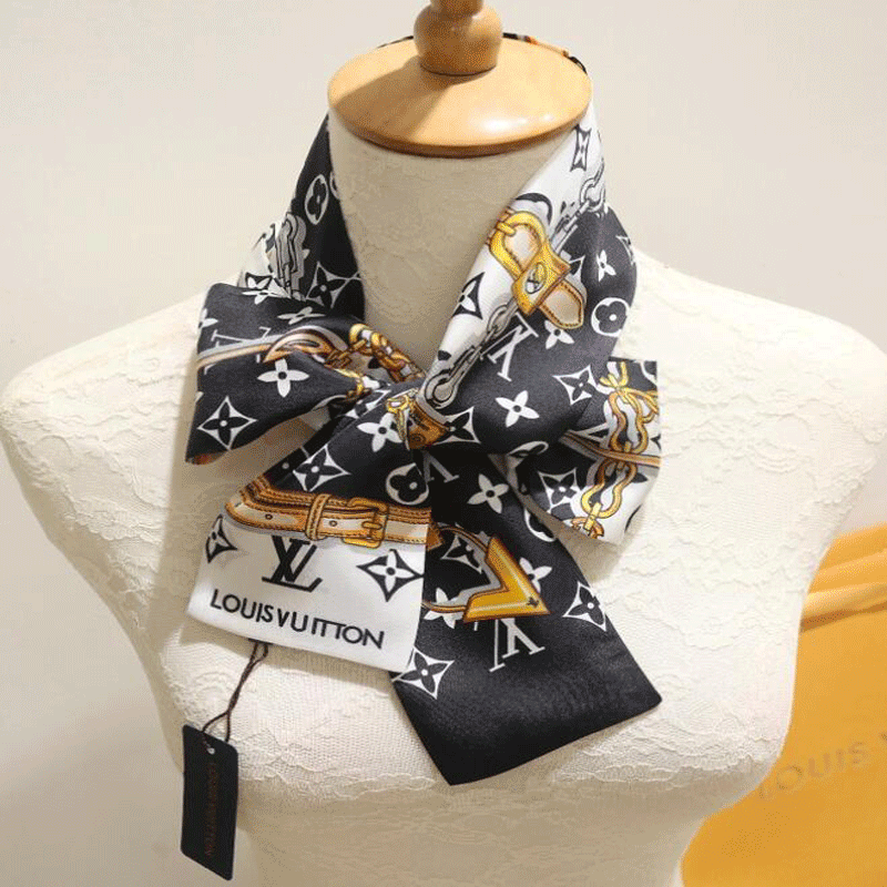 

Classic Handbag Scarf Headbands Women Letter Flower Silk Scraves Bandeaux Bag Hair BANDEAU 8x120cm, Blue;gray