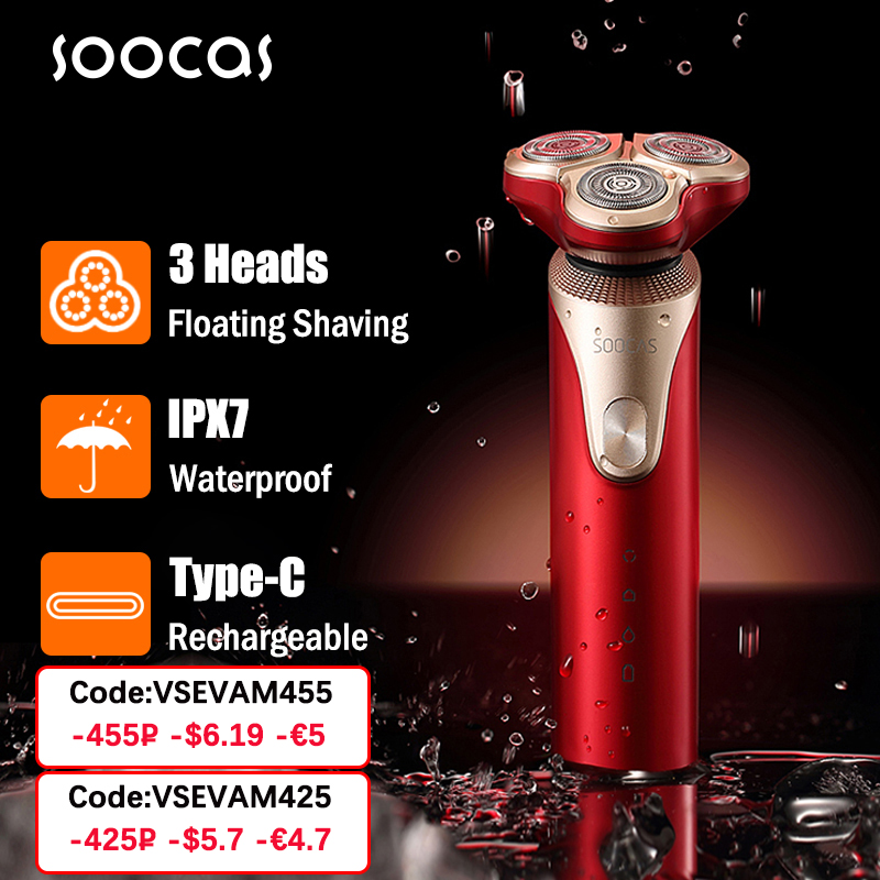 

SOOCAS S3 Electric Razor Shaver 3D Trimmer Beard Type-C Rechargeable Shaving Machines Trims Electric 3D Floating Shaver Men IPX7