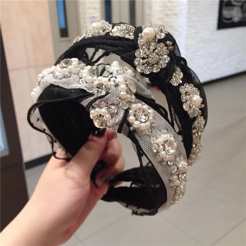 

Hair Clips & Barrettes Bohemian Women Elegant Polka Dot Knot Top, Checkered Flower, Crystal Headband, Pearl Holder, Turban, Accesso, Golden;silver