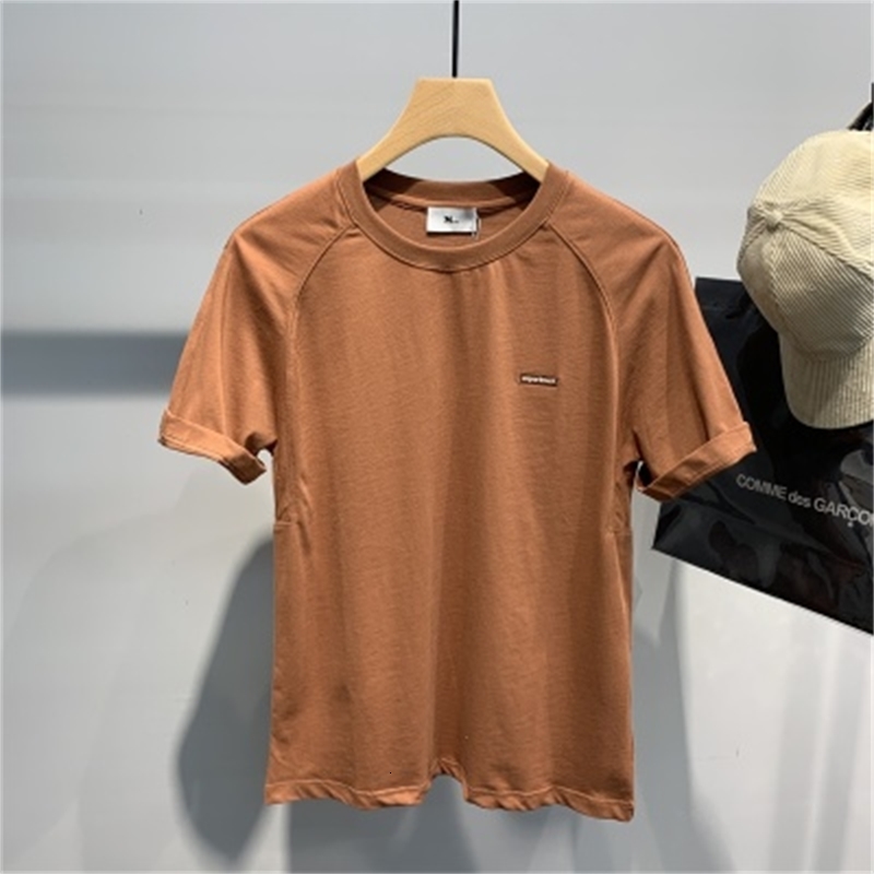 

2021 New Men's Mercerized Cotton Letter Embroidered Short-sleeved T-shirt Summer Thin Bottoming Shirt Drxp