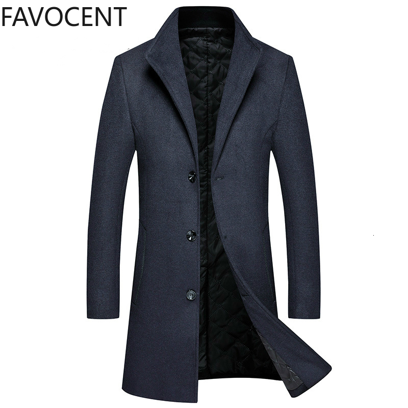 

2021 Winter New Slim Mid-length Trench Thick Woolen Men's Jacket Casual Mens Wool Coat Ep3g, Dark gray