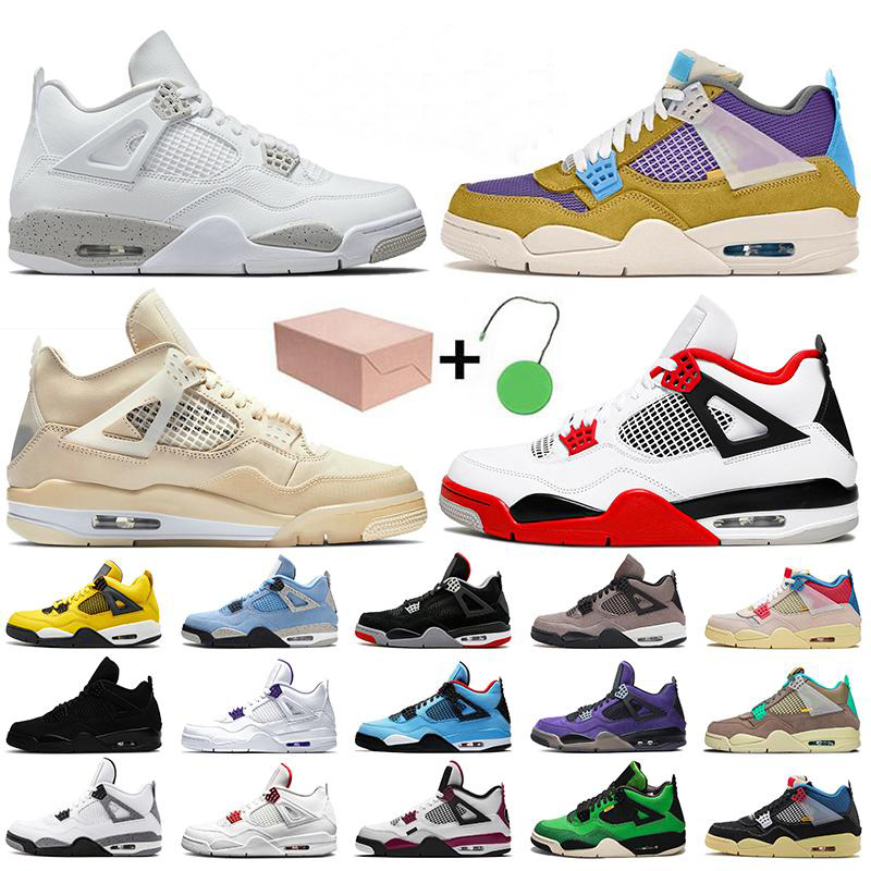 

2022 With Box Womens Mens Jumpman 4 Basketball Shoes 4s White Oreo Sail Desert Moss Fire Red Travis Taupe Haze University Blue Bred Trainers Black Cat Sports Sneakers