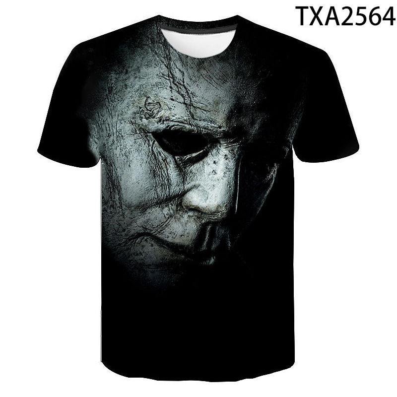 

2020 New Summer Michael Myers 3D T shirt Boy Girl Kids Fashion Streetwear Men Women Children Printed T-shirt Cool Tops Tee L0223, White;black