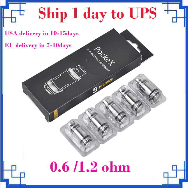 

High quality Aspire PockeX Coil 0.6ohm1.2ohm SS316 U-Tech ClaptonCoil Replacement Coils For Vape Pen 510 Pocket AIO Kits cigarettes vs Cleito