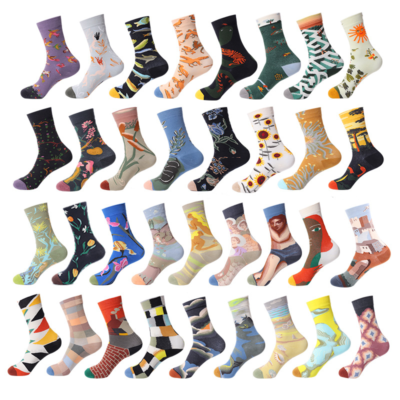 

Men's Novelty Funny Socks Dress Cool Colorful Fancy Casual Combed Cotton Crew Crazy Patterned Flower Art Sock, Remark style no. when place order