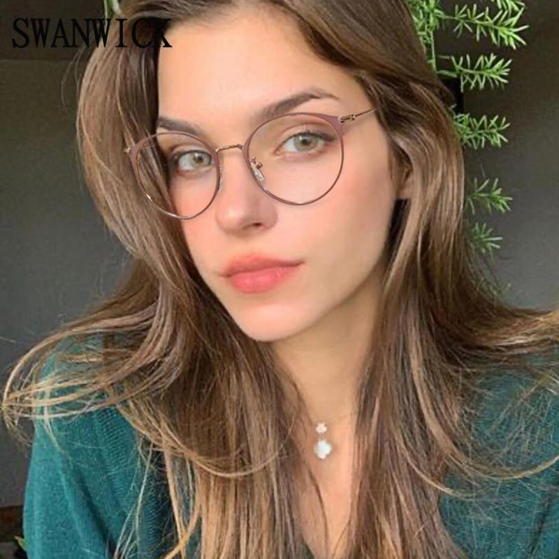 

Sunglasses Swanwick Round Anti Blue Light Glasses Spectacle Frames Women Vintage Style Black Leopard Metal Eyewear Men Fashion Accessories