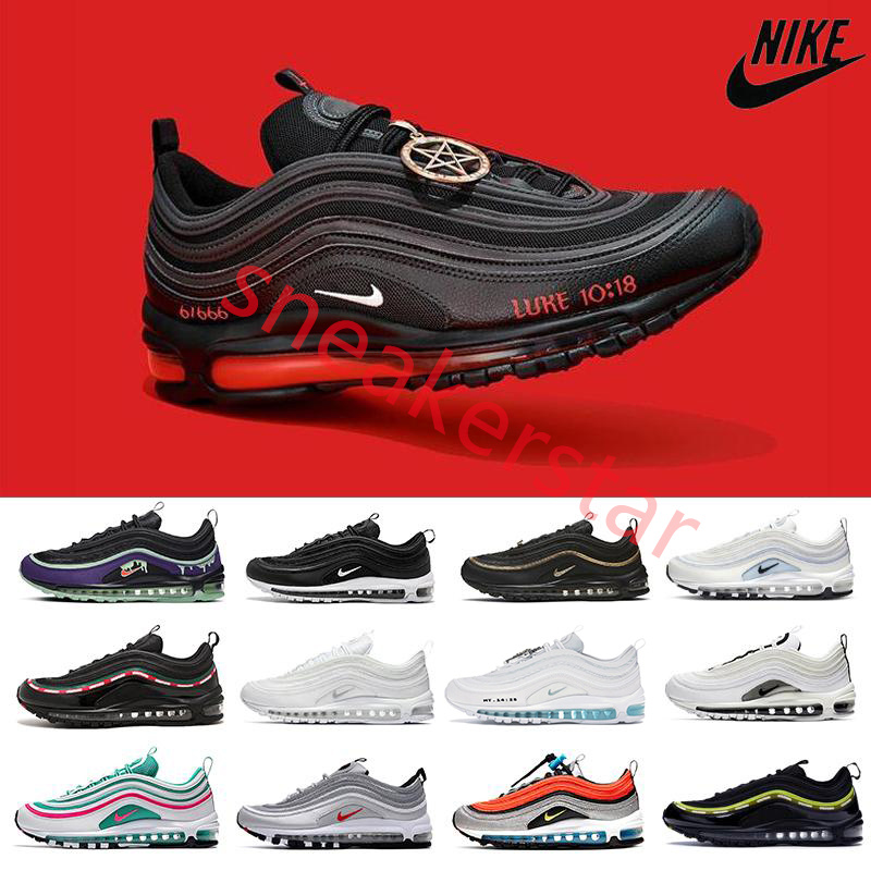 

Nike Air Max 97 Mens Running Shoes Mschf Lil Nas x Satan Luke Inri Jesus Triple Black White Metalic Gold University Red 97s Undefeated Women Trainers Designer Sneakers, 29