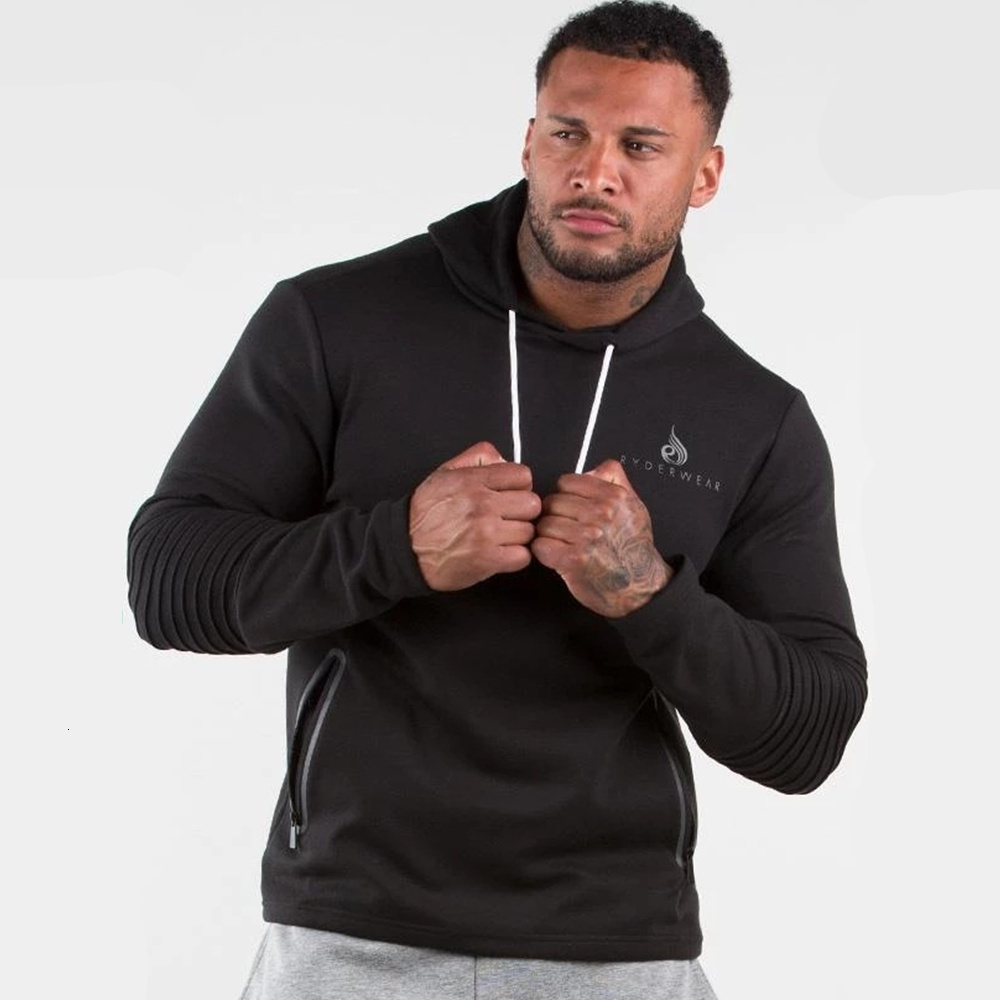 

2021 Black Casual Hoodies Men Cotton Sweatshirt Gyms Fitness Workout Pullover Spring New Male Hooded Sportswear Tops Clothing Iqjq, Army green