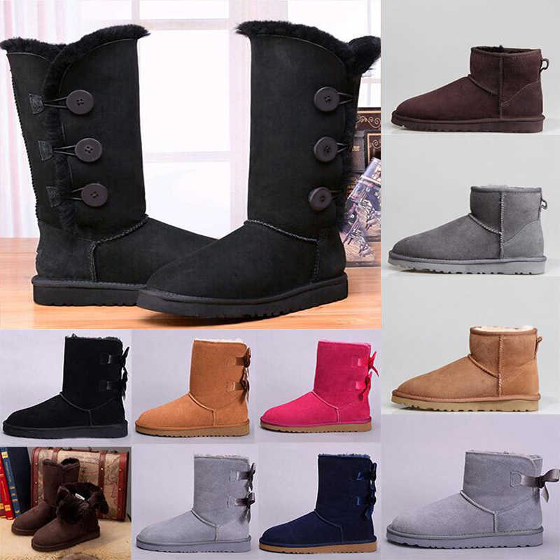 

2021 Designer Women Winter Snow Boots Fashion Australia Classic Short Ankle Knee Bow girl MINI Bailey Boot SIZE 36-41 free ship, Black