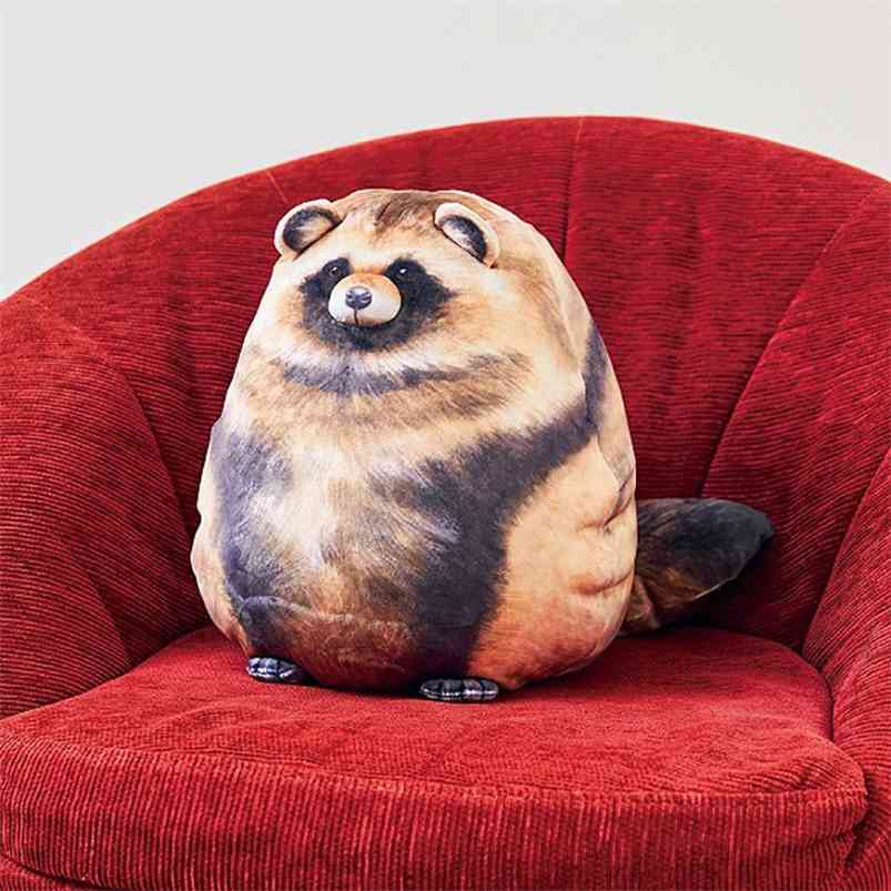 

30-70cm Kawaii Lifelike Soft Raccoon Plush Toy Cute Reversible Stuffed Animals Doll Pillow For Girls Kids Birthday Gifts 210802, 70cm normal pillow