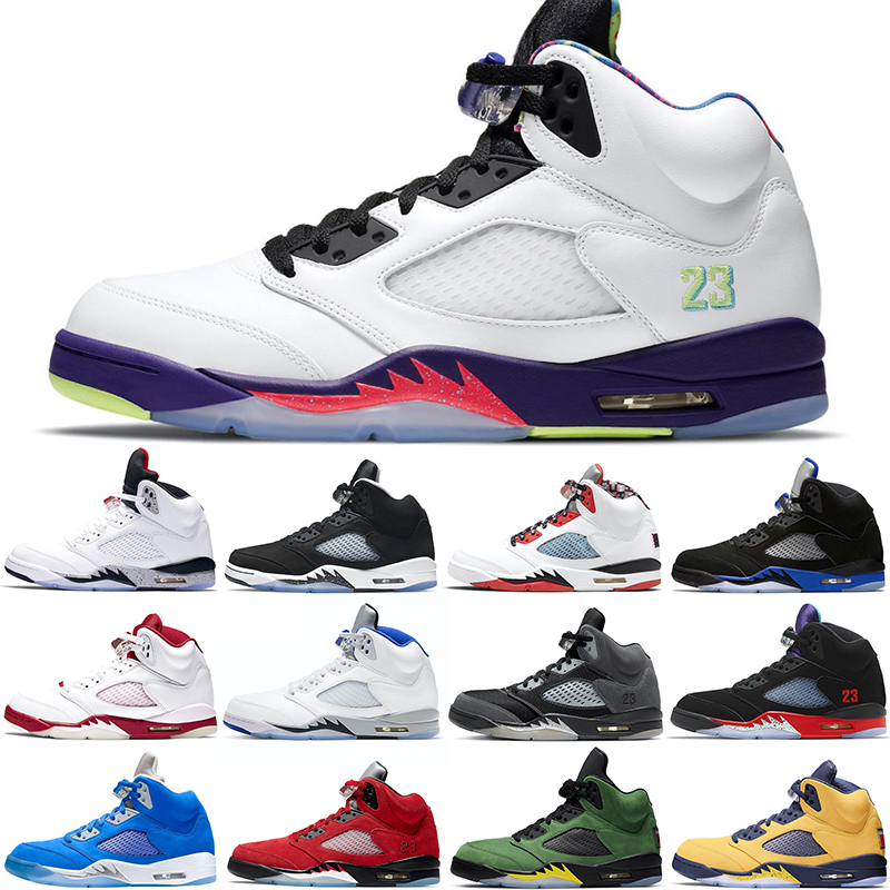 

Jumpman 5 Basketball Shoes 5s Men Stealth Raging Bull White Purple Black Blue Mens Sports Trainers High Quality Designer Sneakers Size 7-13, #1 blue bird 40-47