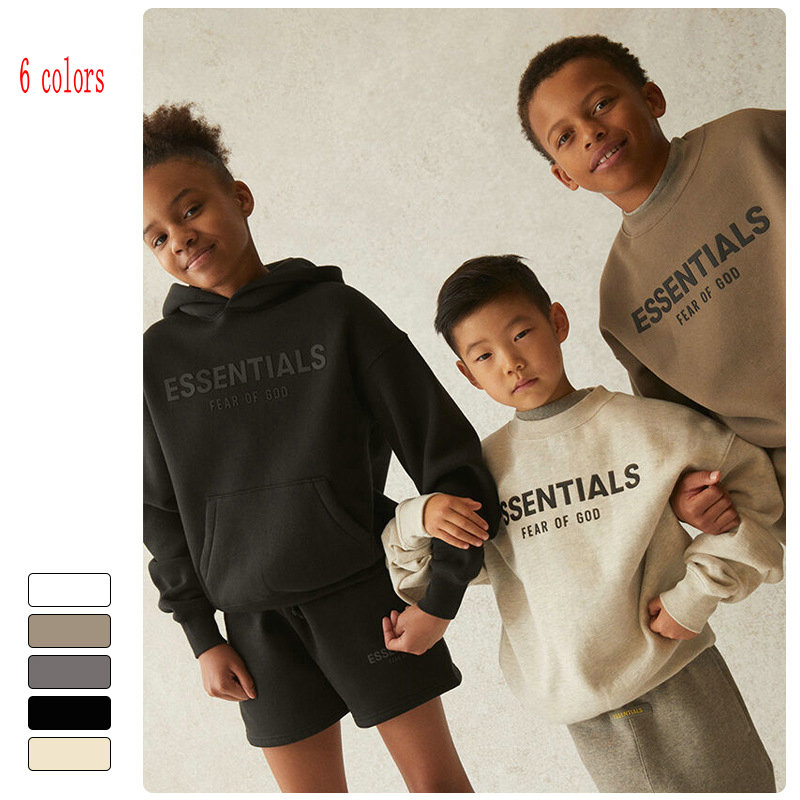 

6 colors kids boys girls G od Ess* Essentials Hoodies Sweatshirts pullover 21/5 children's version plus velvet shirt warm loose round collar clothes, Pls pay the different