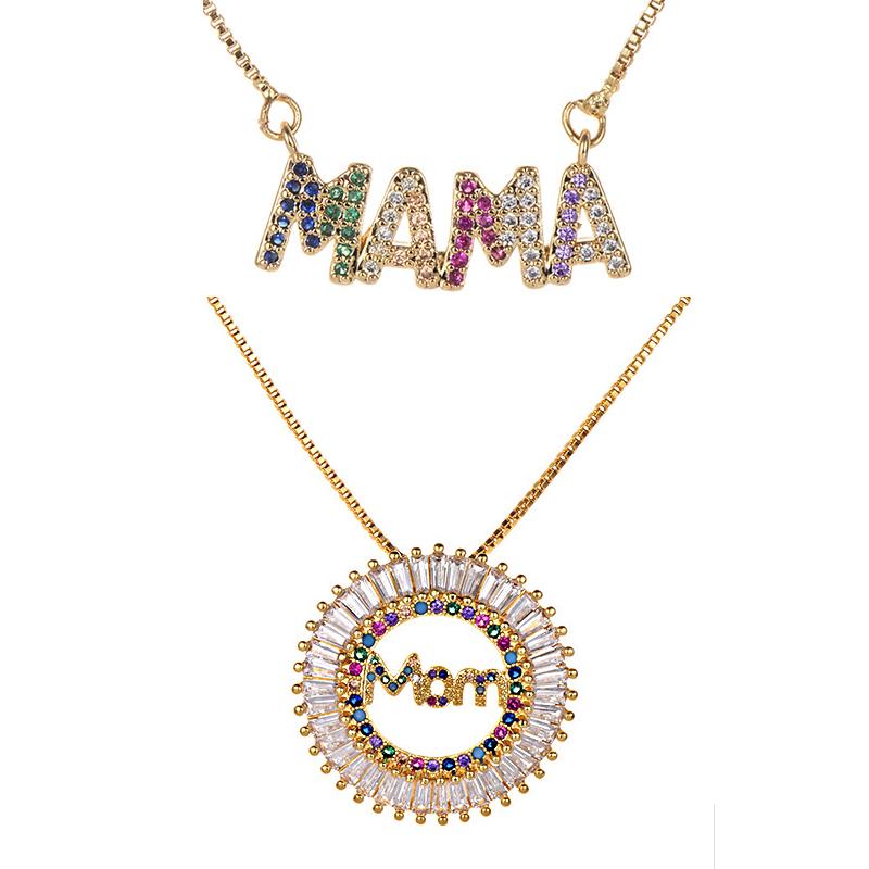

Pendant Necklaces ZHINI Fashion Letter MOM Heart Shape Inlaid Crystal Necklace Mother's Day Gift High Quality Jewelry Wholesale Lots Bulk