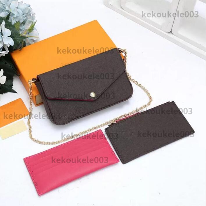 

3pcs/set Women Shoulder Bag FELICIE POCHETTE Luxury Handbag Messenger Chain Strap Purse Clutch Tote2022 Wallet with box