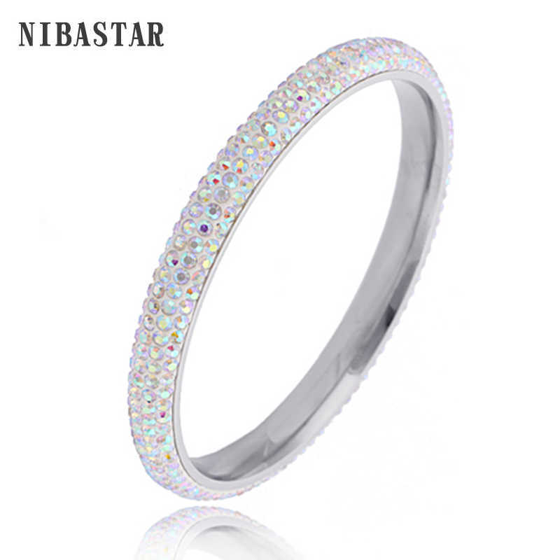 

Fashion Crystal Jewelry Stainless Steel Bracelets Bangles for Women Q0719