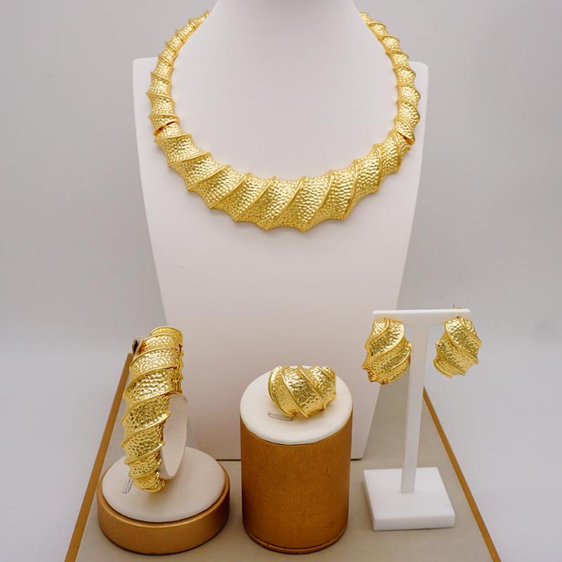 

Earrings & Necklace Italian Gold Jewelry Set Exquisite Large Style Luxury Wedding Dinner, Silver