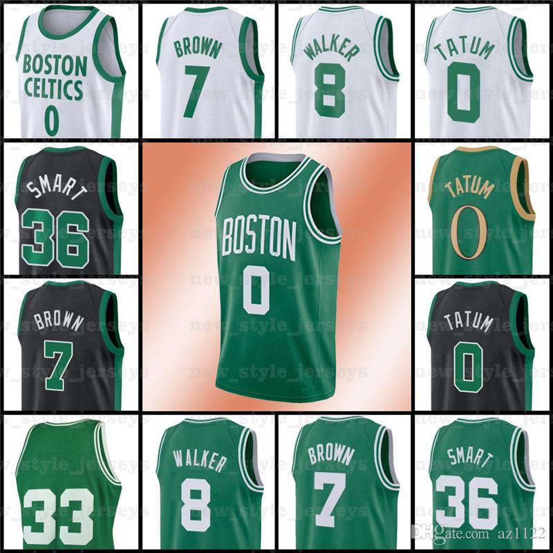 

Tatum 8 Kemba 7 Jaylen Walker 0 Jayson Brown 36 Marcus Men Smart Stitched Basketball Jerseys z9, Black;red