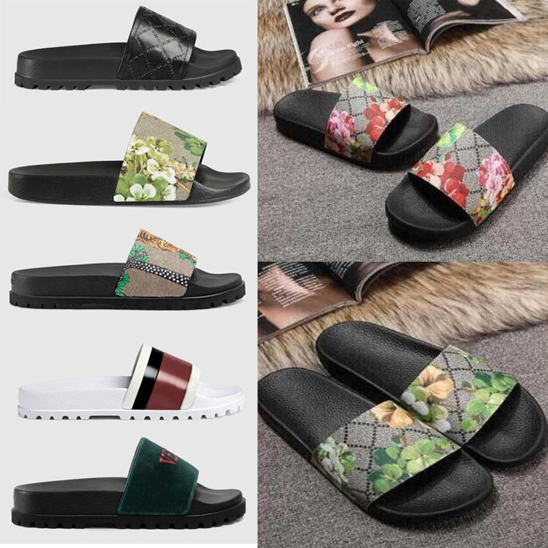 

With Box High Quality Mens Sandals Designers Slides Womens Slippers Fashion Floral Slipper Leather Rubber Flats Summer Beach Shoes LoafLV0h#, I need look other product