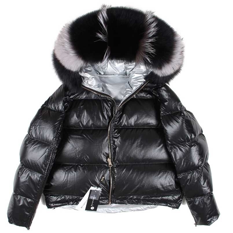 

Maomaokong natural fur collar loose short down coat sliver white duck winter jacke t park 211108, Lw-2