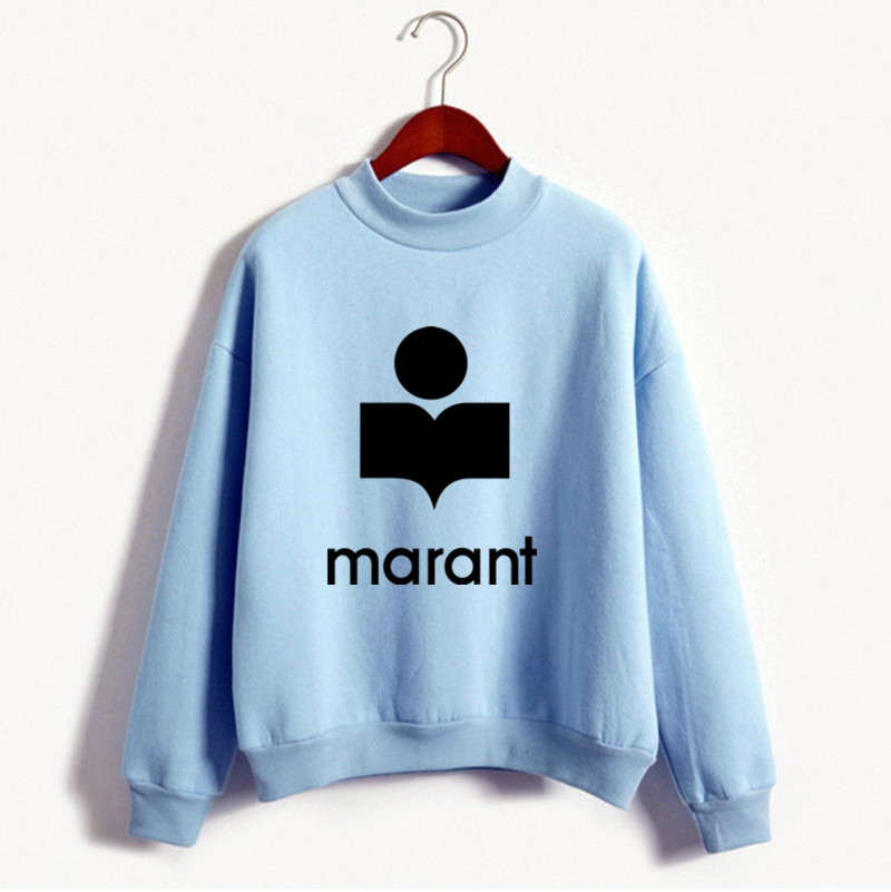 

Plus Velvet Oversize Women Marant Spring Autumn Female Loose Pullover Hoodied Casual Hoodies Sweatshirts Tops, Black;white