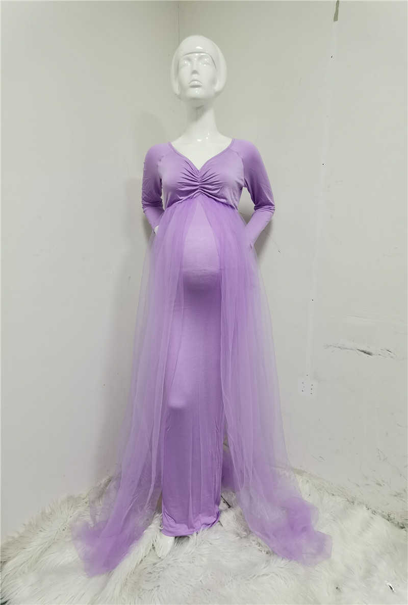 Pink MaterniTY Dresses Photography Props Shoulderless Pregnancy Long Dress For Pregnant Women Gown Baby Showers Photo Shoot Q03 M260328-image-1095559134