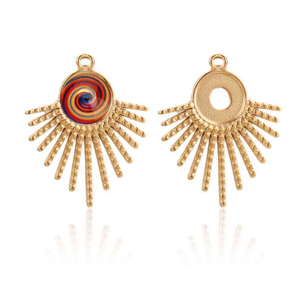 

5pcs/lot Sector Fit 8mm Stainless Steel Bohemia Blank Cabochon Base Setting Charms Pendant DIY Earrings Jewelry Making Supplies