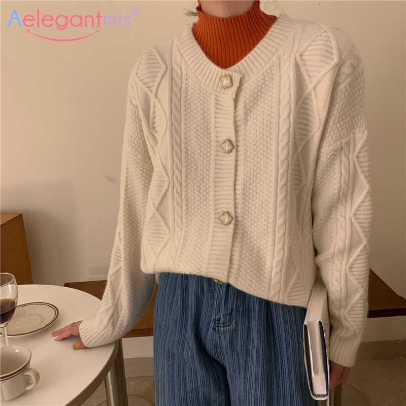 

Aelegantmis Twist Oversized Sweater Cardigan Women Loose Cozy Knitted Sweet Korean Coats Casual Warm Elegant Soft Jumpers Chic 210607, Beige