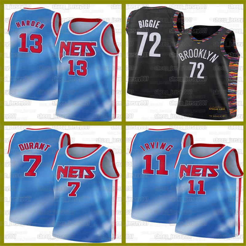 

New Kyrie James 13 Harden Brooklyn Nets 2021 Black 72 Biggie 11 Irving Kevin Jerseys 7 Durant Basketball Stitched 136 Jerseys, Black;red