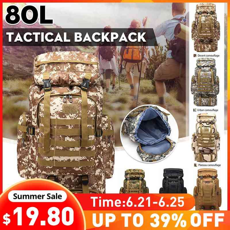 

80L Outdoor Military rucksacks Oxford Dust Waterproof Tactical rucksack Sports Campsite Hiking Trekking Fishing Jackets
