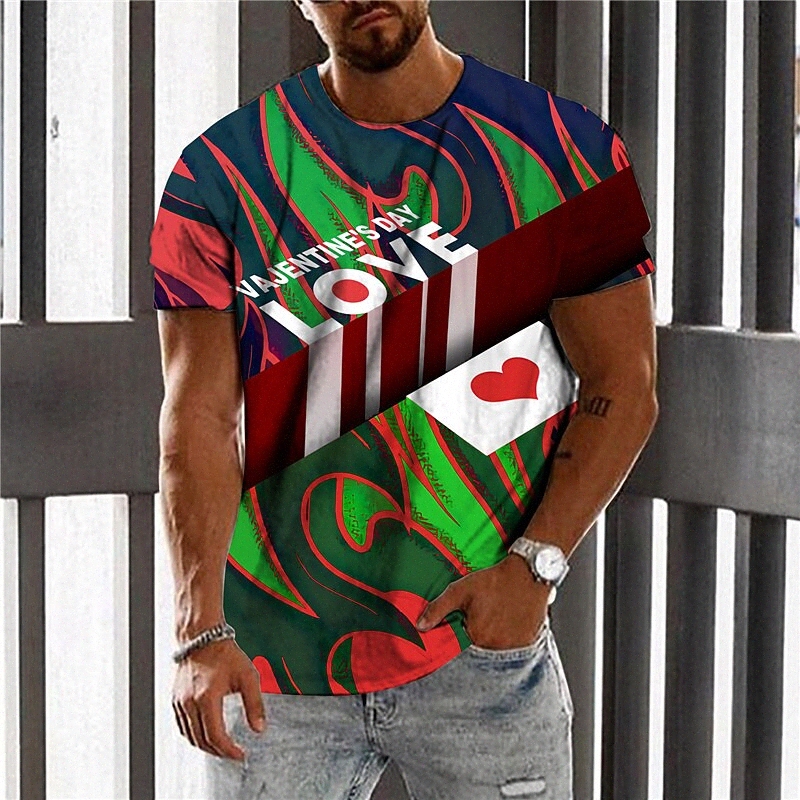 T-shirt Unisexe T-shirt 3D Imprimer Imprimé graphique Love Col Vacances quotidiennes Imprimé à manches courtes Tops Casual Designer Grand et gran