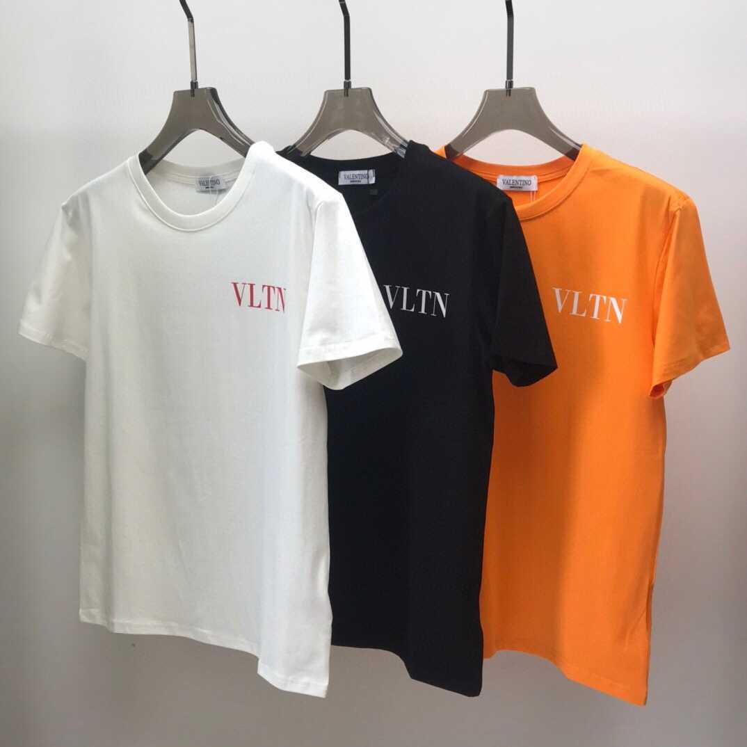 

Summer vltn Warren Short Sleeve T-Shirt Top Men' round neck pure cotton men' and women' fashion brand letter printing 99E8, White