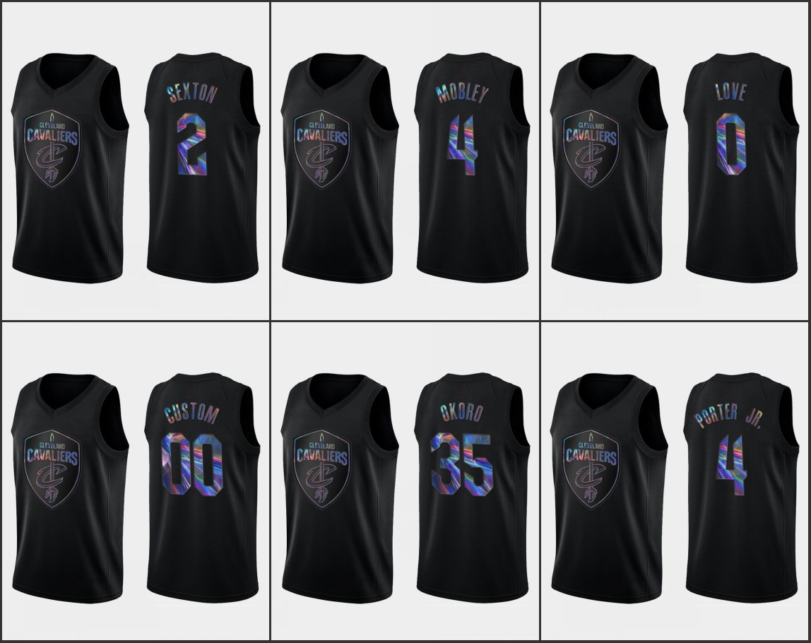 

Cleveland''Cavaliers''Men Kevin Love Collin Sexton Kevin Porter Jr. Evan Mobley Custom Black Iridescent Holographic Limited Edition Jersey